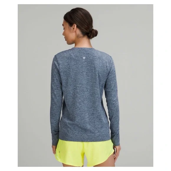 Lululemon Swiftly Relaxed Long Sleeve Shirt True Navy/Blue Linen 10 - Picture 3 of 7